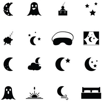 Night icon set Stock Illustration