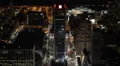 Night Illuminated Aerial View New York City Skyline People Car Traffic Evening HD Footage