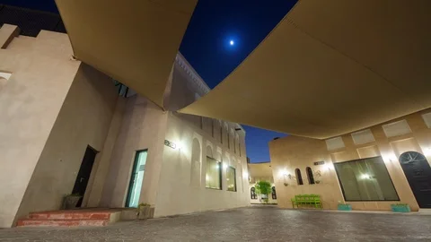 Night illumination doha city backyard square panorama 4k timelapse qatar Stock-Footage 87959907