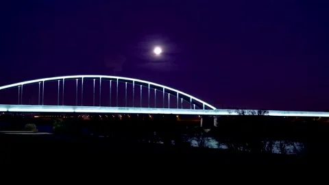 Night image of Hendrix Bridge with lights on, Zagreb, Croatia. Stock Footage 145966027