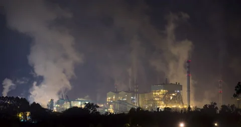 Night industrial timelapse Stock Footage 158184509