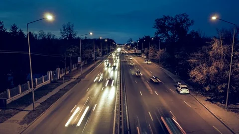 Night intense traffic time lapse video Stock Footage 99429227
