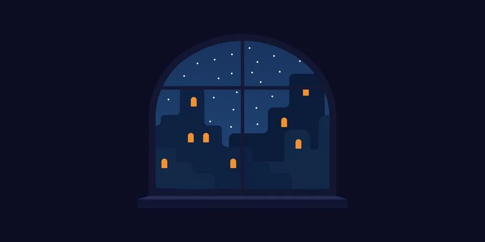 Night interior window Illustrazione stock