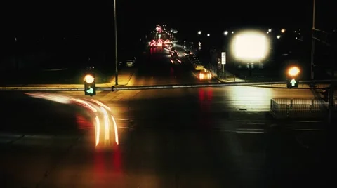 Night Intersection Fraffic timelapse Stock-Footage 48821388