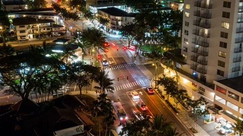 Night Intersection Light Trail Timelapse Stock Footage 91014606