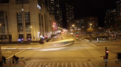 Night Intersection Time Lapse Stock Footage 30975630