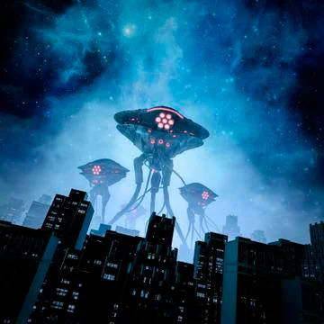 Night of the invasion Illustrazione stock