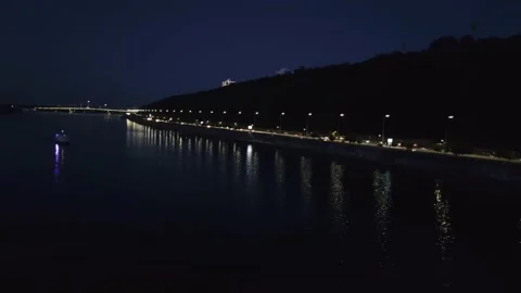 Night Kiev over the river at sunset Stock Footage 134571338