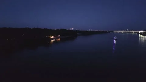 Night Kiev over the river at sunset Stock Footage 134571395
