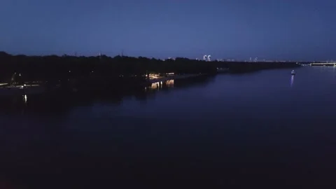 Night Kiev over the river at sunset Stock Footage 134571417