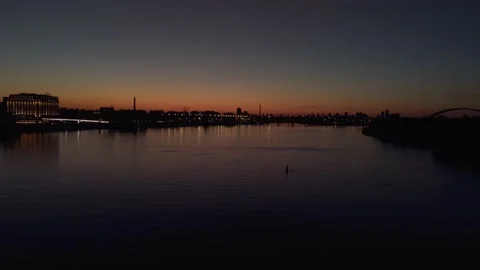 Night Kiev over the river at sunset Stock Footage 134571431