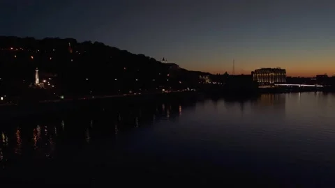 Night Kiev over the river at sunset Stock Footage 134571445