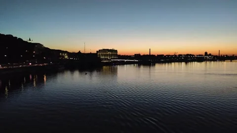 Night Kiev over the river at sunset Stock Footage 134571457