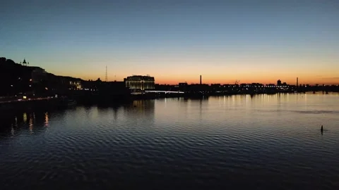 Night Kiev over the river at sunset Stock Footage 134571476