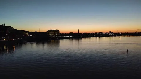 Night Kiev over the river at sunset Stock Footage 134571489