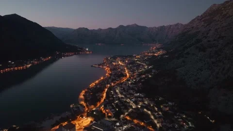 Night Kotor bay Stock Footage 228592908