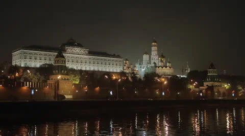 Night kremlin embankment Stock Footage 12362270