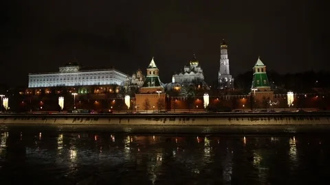 Night Kremlin view Stock Footage 88432722