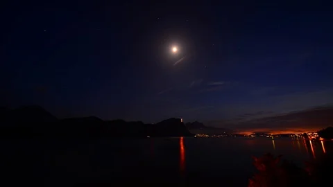 Night. Lake. Road. Stock Footage 110785157