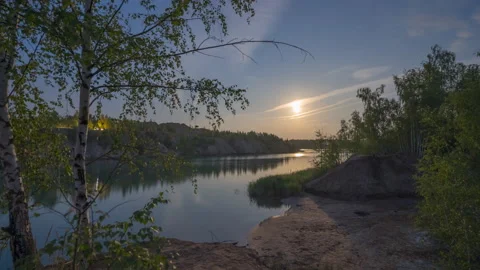 Night on the lake, timelapse 스톡 동영상 158479812
