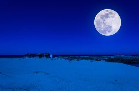 Night landscape of the beach Stock Photos