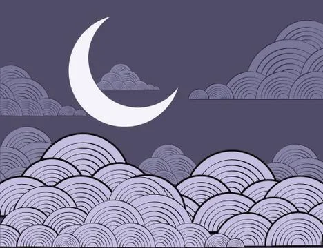 Night landscape design Stock Illustration