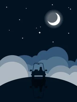 Night landscape flat design background Ilustração Stock