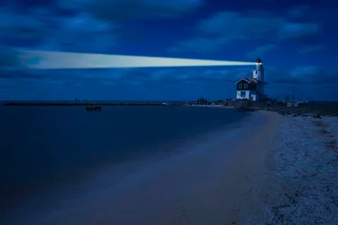 Night Landscape with Lighthouse Stock Photos