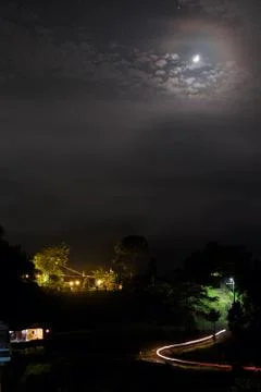 Night landscape with the moon Stock Photos