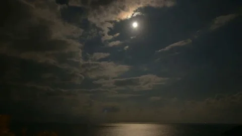 Night landscape with moon,Time-lapse. Stock Footage 69190225