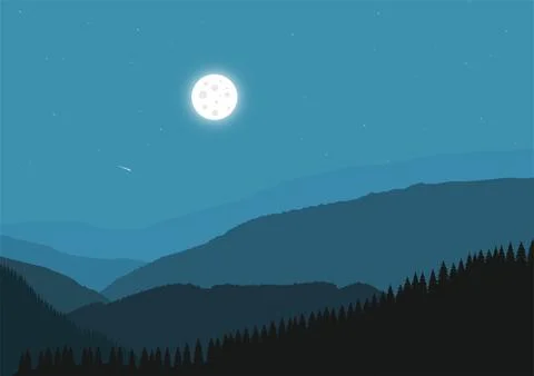 Night landscape with mountains vector Stock Illustration