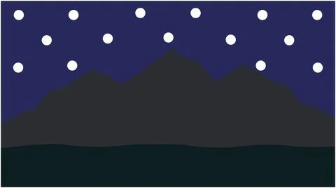 Night landscape vector illustration with a mountain range under a starry sky Illustration