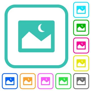 Night landscape vivid colored flat icons Stock Illustration