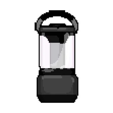 Night lantern camp lamp pixel art vector illustration Stock Illustration