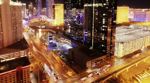 Night Las Vegas. High angle view Stock Footage 47374926