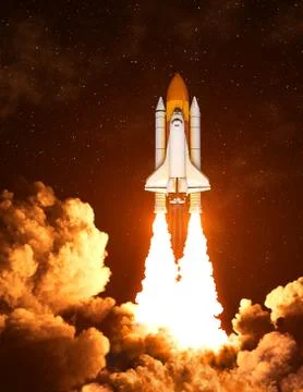 Night Launch Of The American Space Shuttle Stock Photos