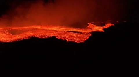 Night lava flow on Volcano 스톡 동영상 49183330
