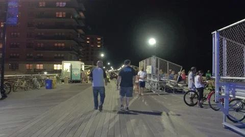 Night life on Long Beach NY Stock Footage