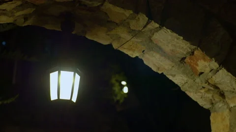 Night Light and wind at Stone Vaulted Building Vídeos de archivo 140282667