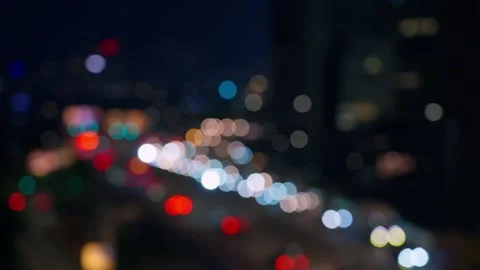 Night light bokeh of highway moving in city, Hong Kong - 4k Stock Footage 291895869