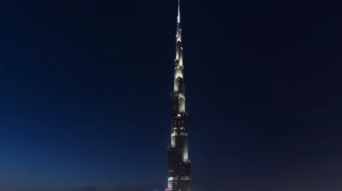 Night light dubai world highest building illumination 4k time lapse uae Видео 54124134