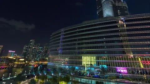 Night light dubai world highest building down to top 4k time lapse usa Stock Footage 54127916