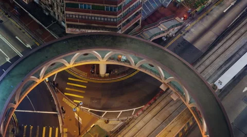 Night light flyover roads 4k time lapse from hong kong roof Stock Footage 46544456