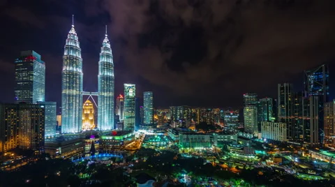 Night light panoramic 4k time lapse from kuala lumpur city malaysia Video stock 46550554