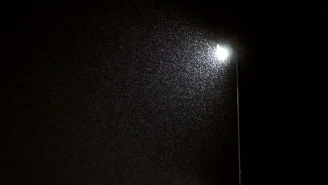 Night light pillar flying left snow Video stock 85677919