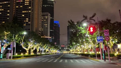 Night light show in Shanghai under lockdown Stock Footage 197249647