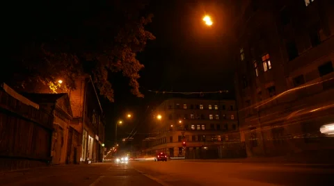 Night light street view 4K Vídeos de archivo 68747526