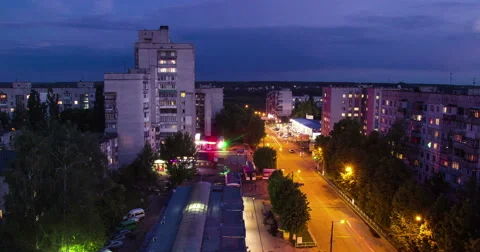 Night light town customs house Stock Footage 64006357
