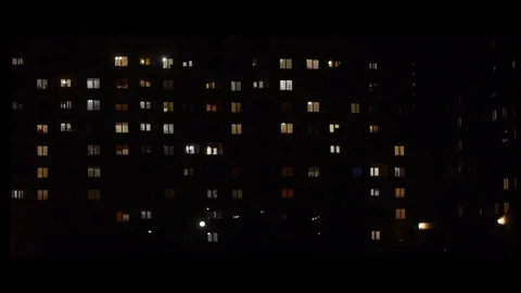 Night light windows Stock Footage 75406736