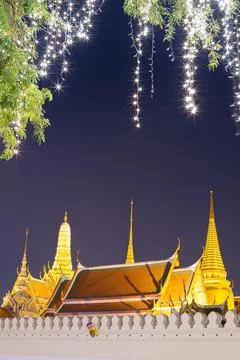 Night lighting at grand palace at bangkok Stock Photos